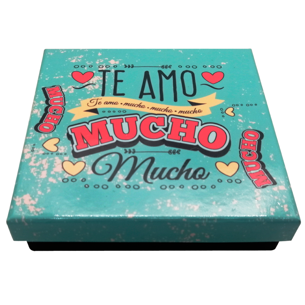 Caja Rígida 25 Chocolates, Puebla diseño: "Te Amo Mucho"