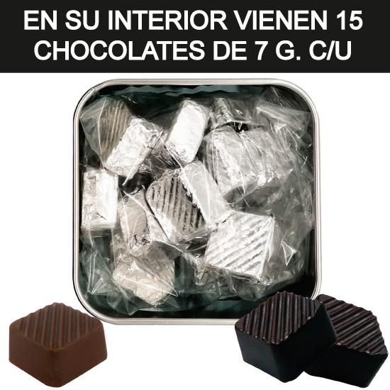 Caja Metálica 15 Chocolates, Rokko, diseño: "Te Quiero Mucho"