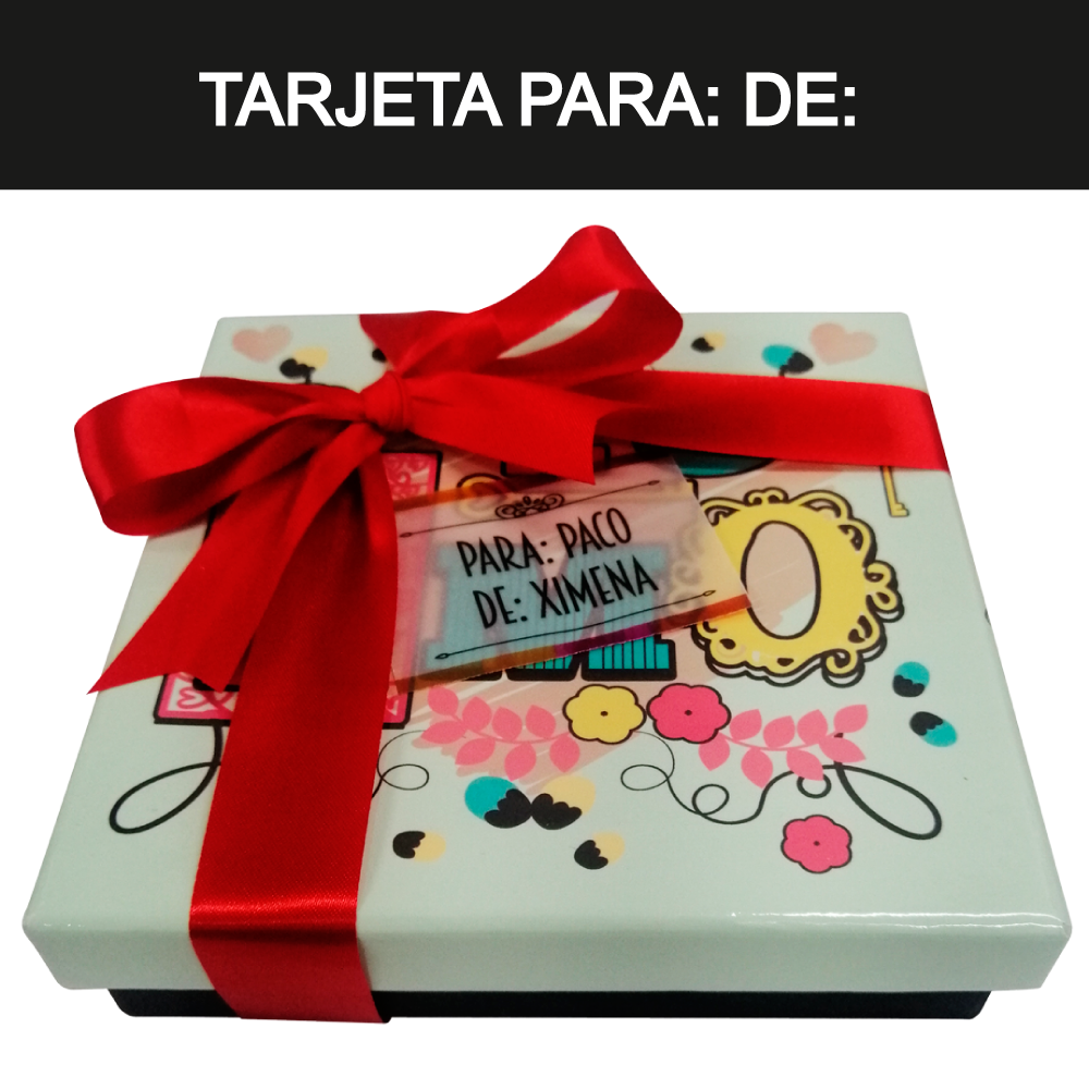 Caja Rígida 25 Chocolates, Puebla diseño: "Te Amo (Vintage)"