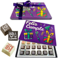 Caja Rígida Londres 24 Chocolates diseño: "Feliz Cumple" (Sólo la enviamos a la CdMx)