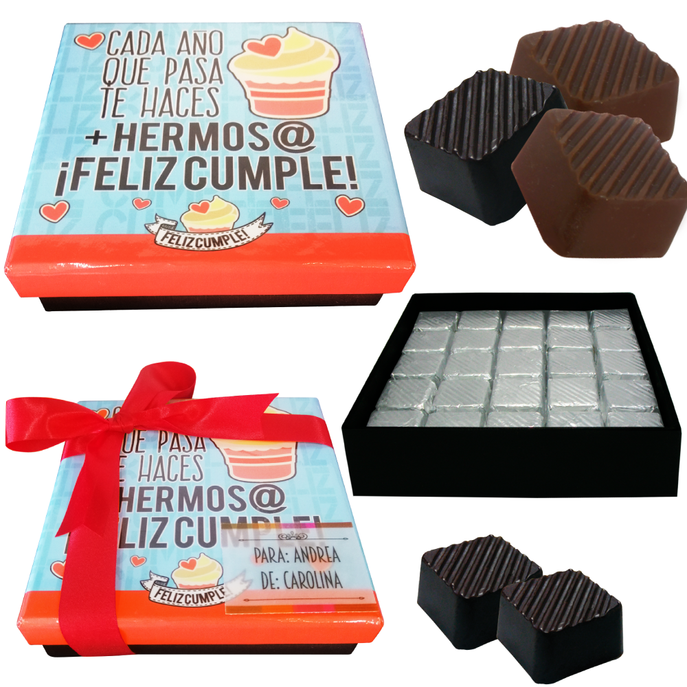 Caja Rígida 25 Chocolates, Puebla diseño: "Cada Año que Pasa"